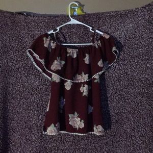 Maroon off the shoulder tank top